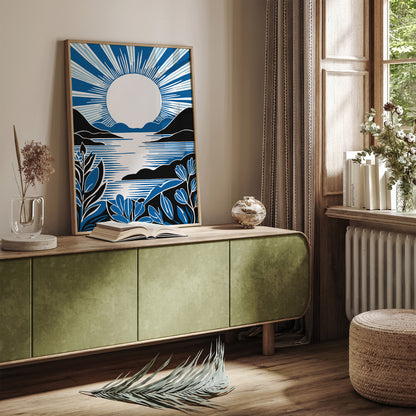 Blue Peaceful Sunset Wall Art