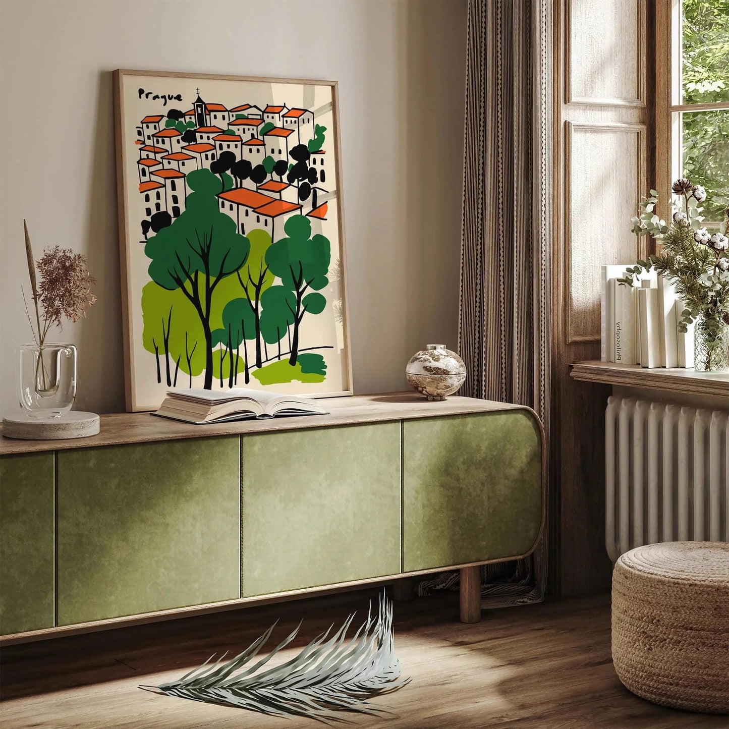 Prague Cityscape Poster, European Wall Art