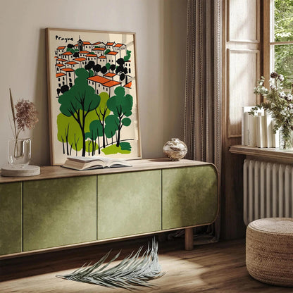 Prague Cityscape Poster, European Wall Art