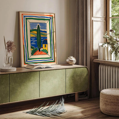Retro Italy Landscape Poster,  Italian Travel Wall Art