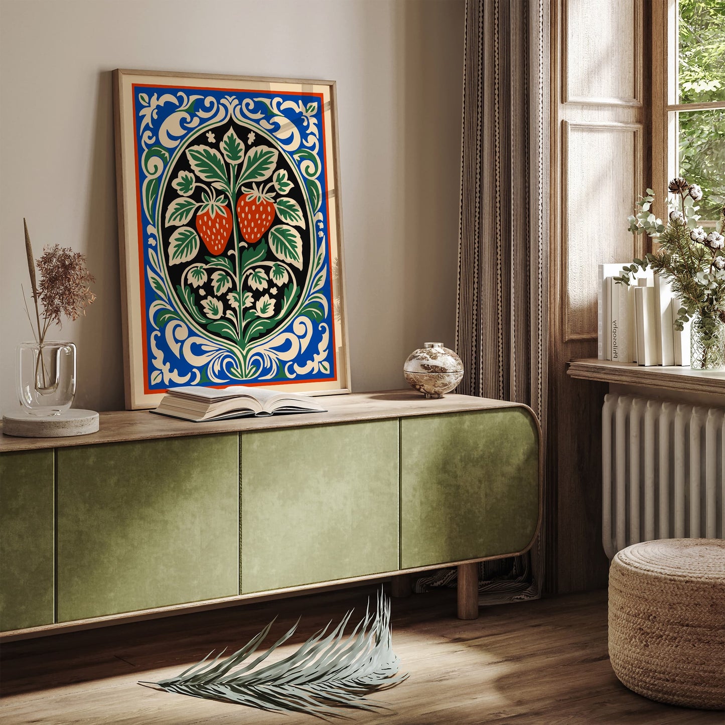 Rococo Strawberries Poster - Colorful Kitchen Wall Art