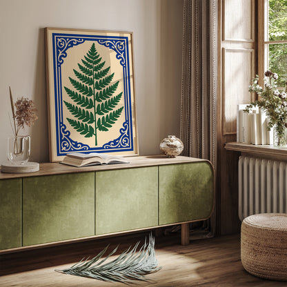 Fern Leaf in Rococo Style Poster - Botanical Classic Home Decor