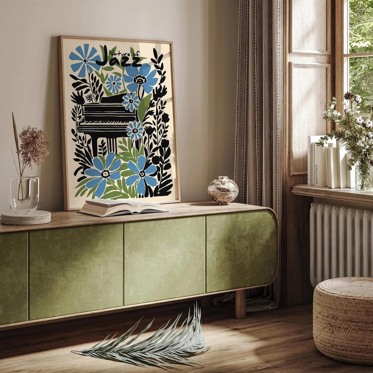 Jazz Piano Wall Art – Floral Music Poster