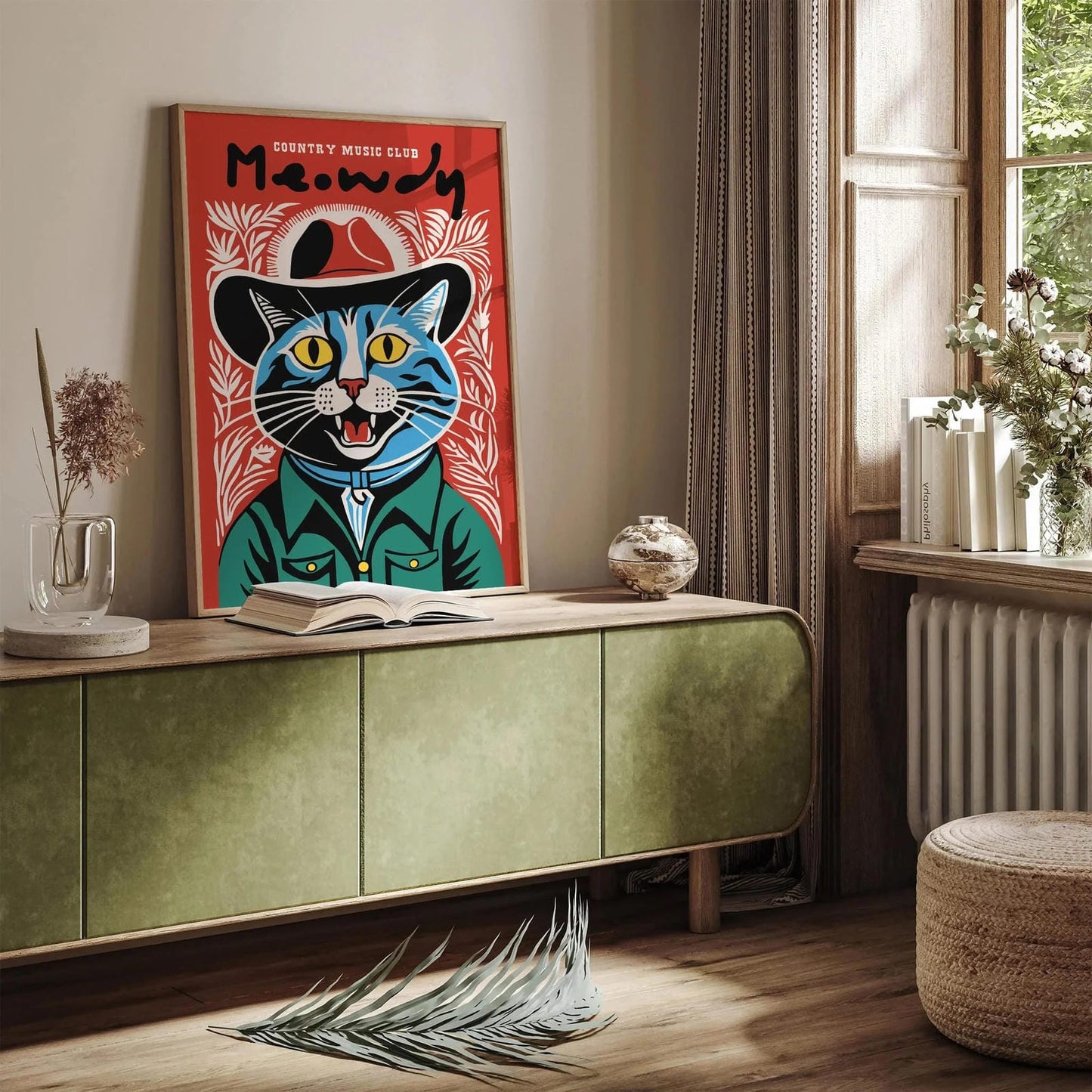 Meowdy Country Music Club Red Poster