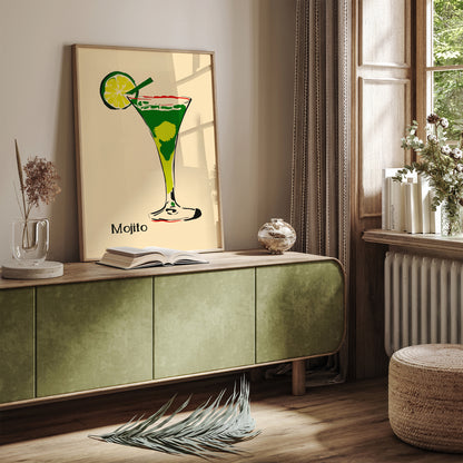 Mojito Cocktail Retro Poster