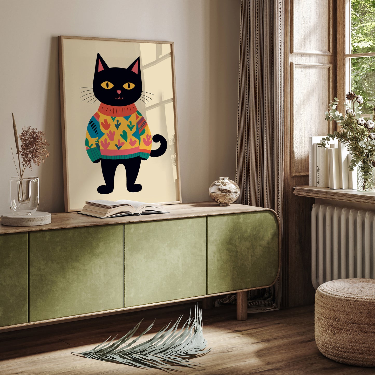 Sweater Cat Funny Art Print