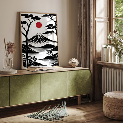 Mount Fuji BW Travel Art Print