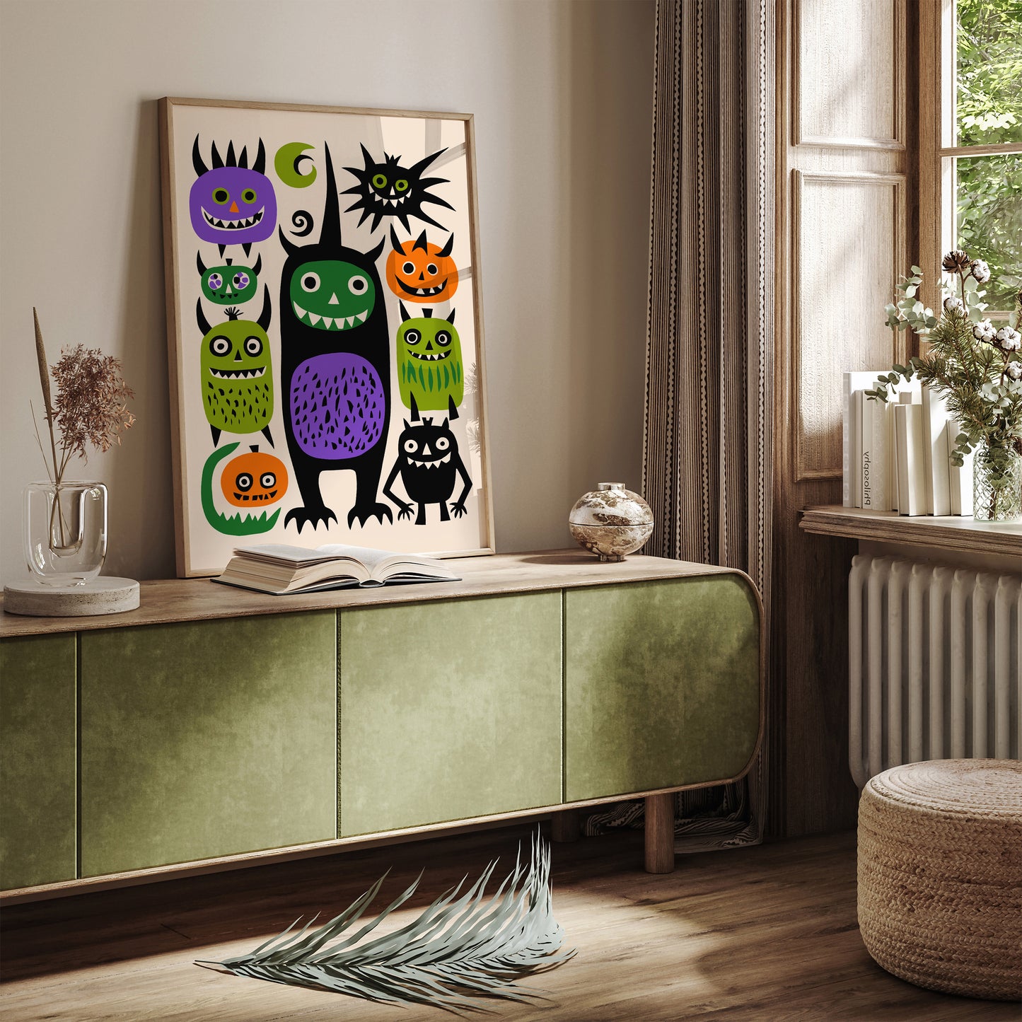 Halloween Monsters Family Illustration Print