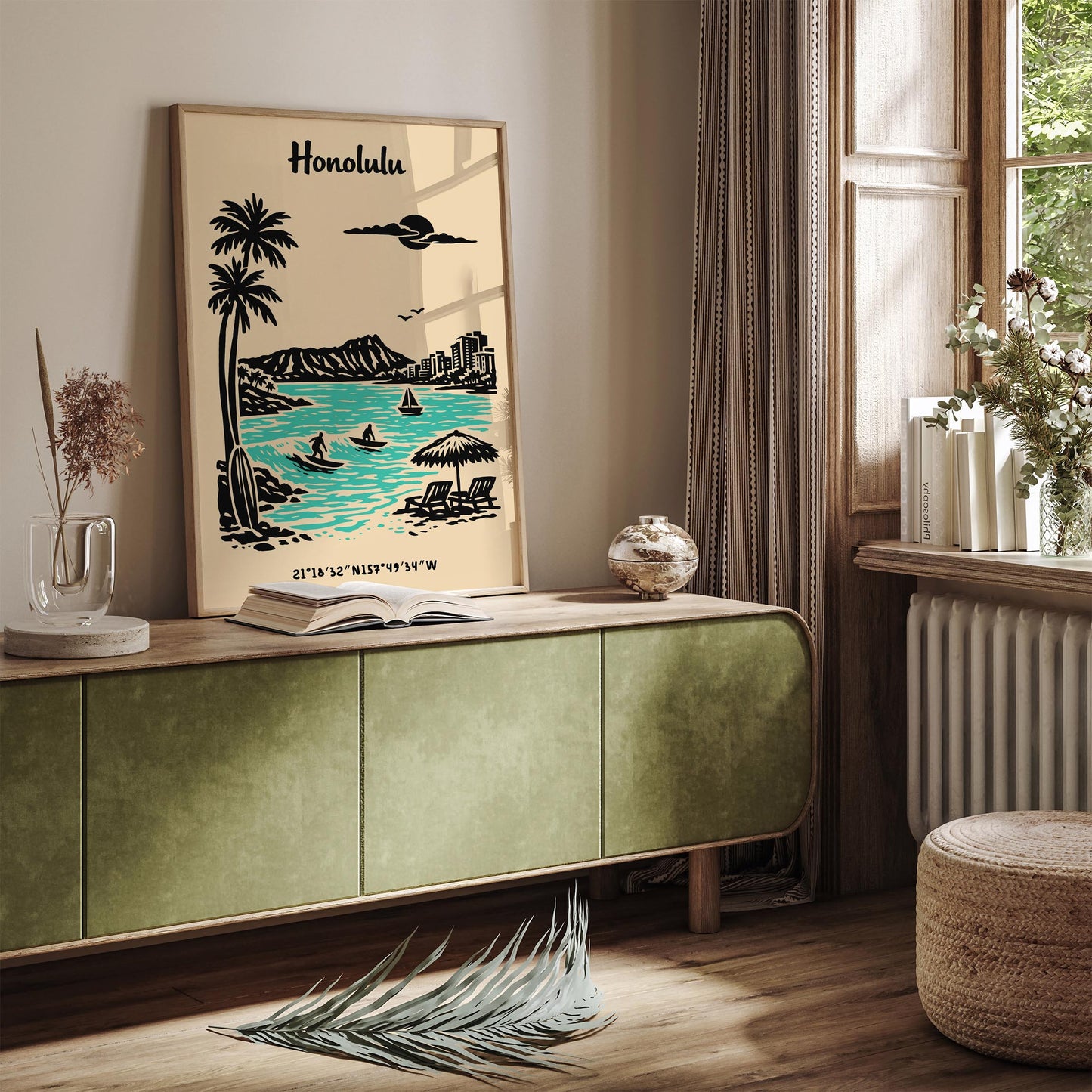 Honolulu Hawaii Poster – Tropical Landscape Wall Art