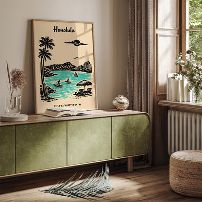 Honolulu Hawaii Poster – Tropical Landscape Wall Art