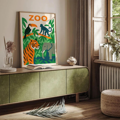 Tropical Zoo Poster – Cute Kids Room Wall Art