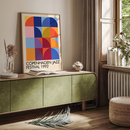 Copenhagen Jazz Festival Poster - Colorful Gemetric Retro Art Print