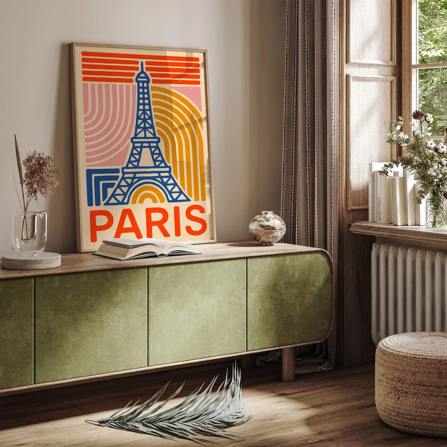 Paris Eiffel Tower Modern Poster - Colorful Travel Wall Art