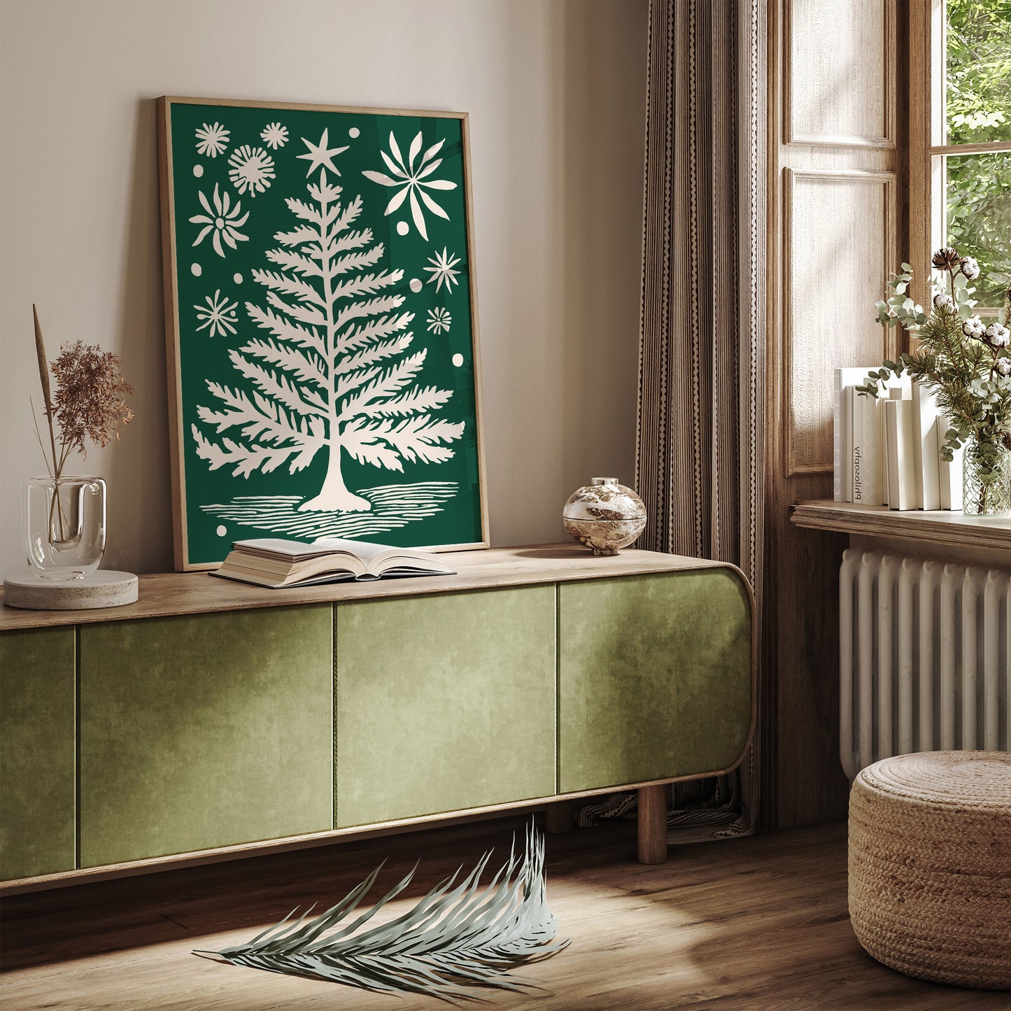 Christmas Tree Illustration Entryway Wall Decor