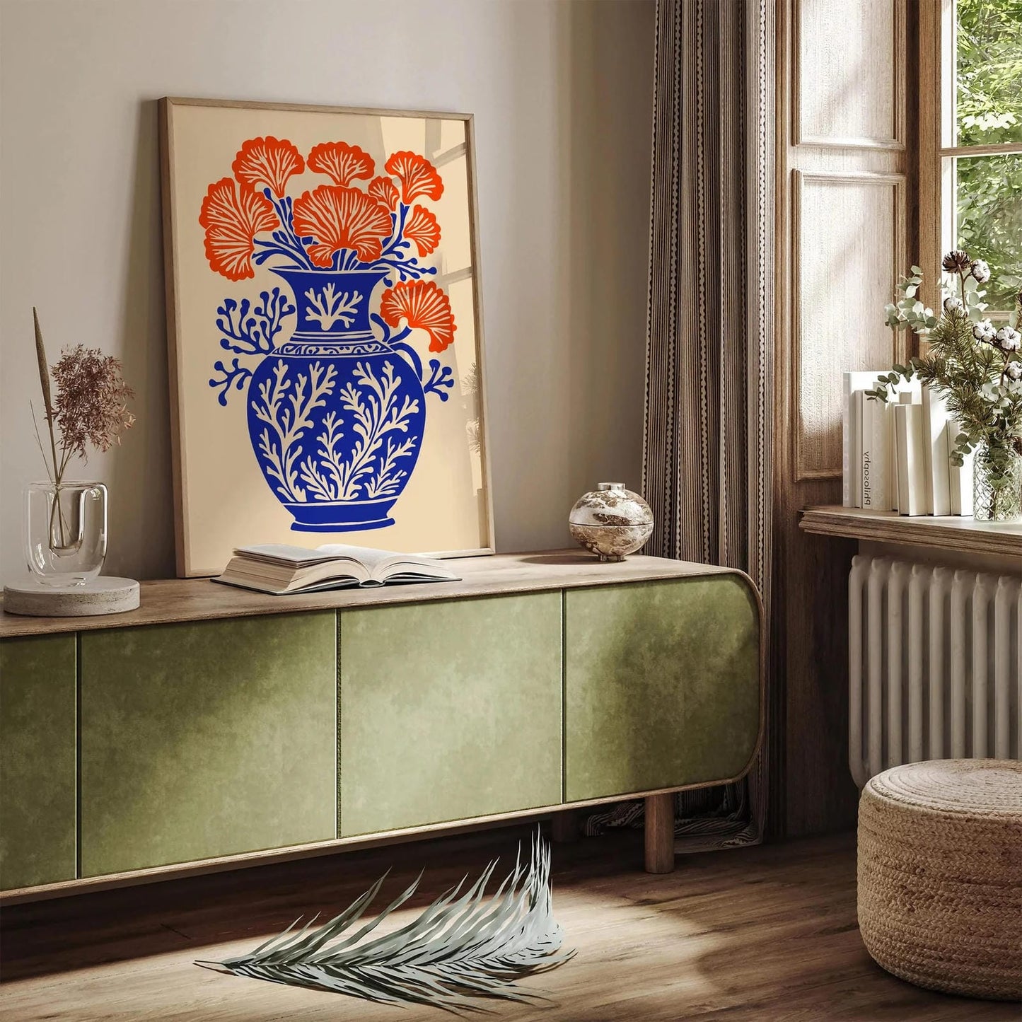 Coral Reef Vase Poster – Blue Floral Coastal Wall Art