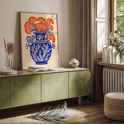 Coral Reef Vase Poster – Blue Floral Coastal Wall Art