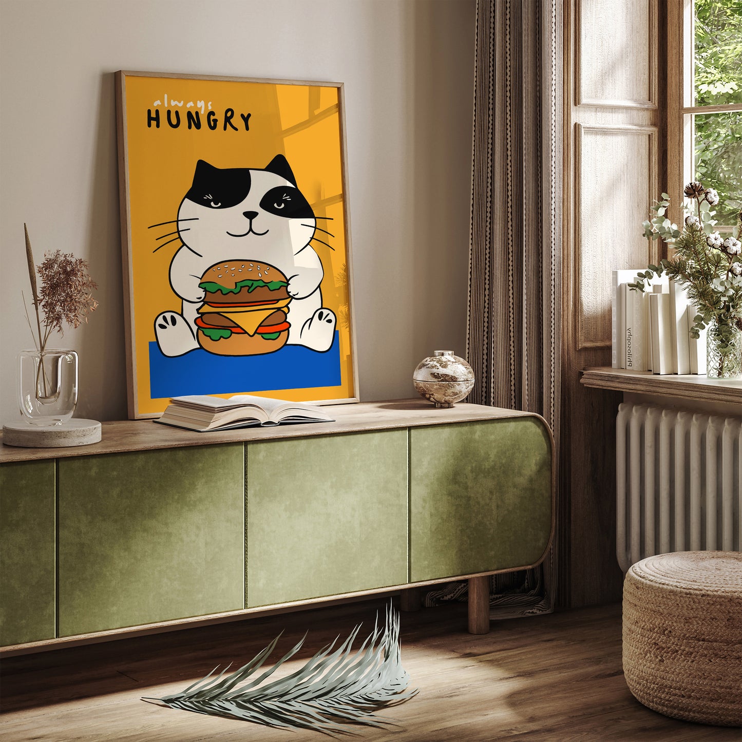 Always Hungry, Funny Cat Art Print