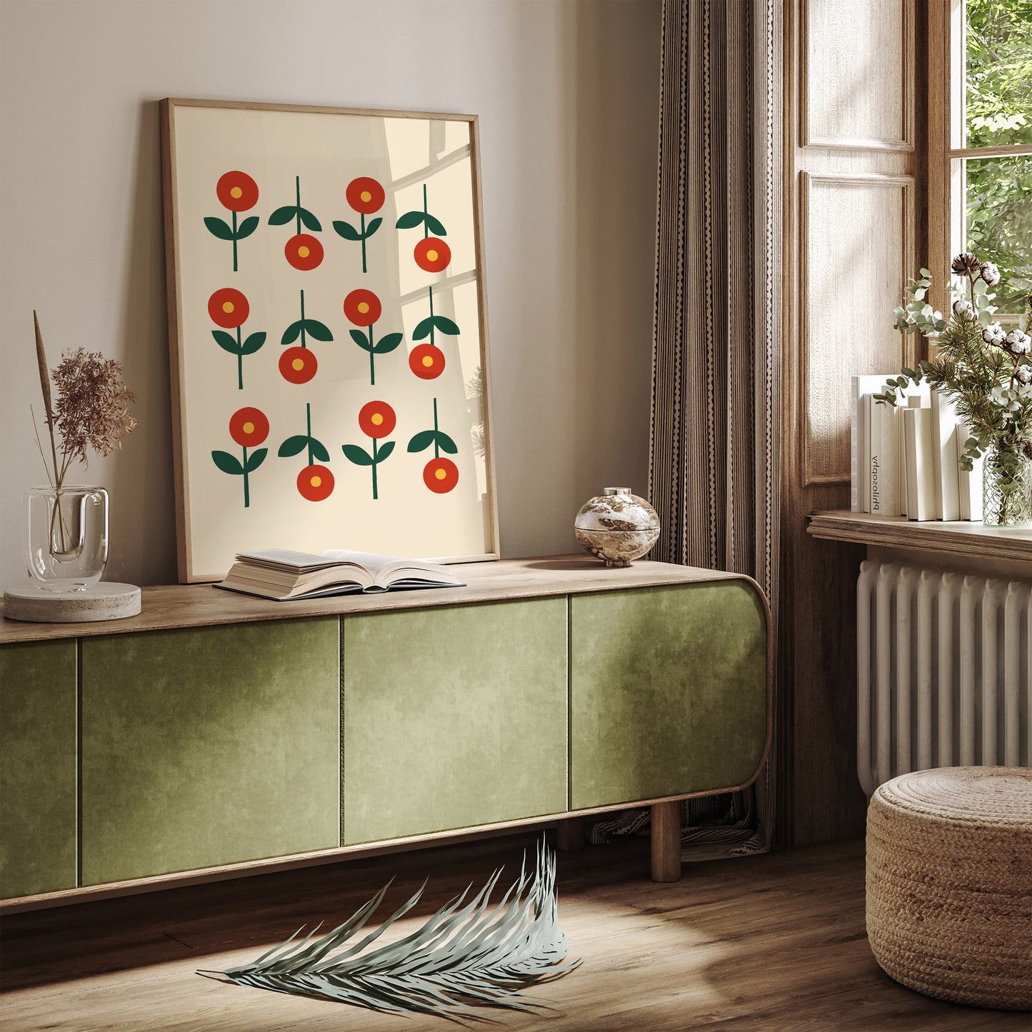 Minimalist Mid Century Flowers Print
