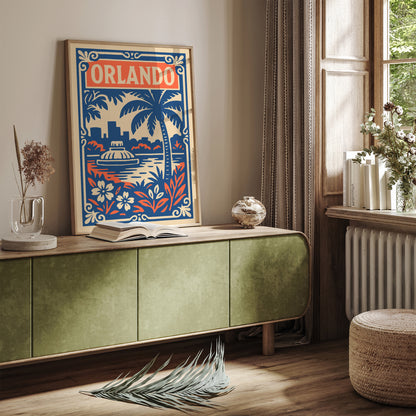Orlando Travel Art Print - Blue Hotel Room Wall Decor