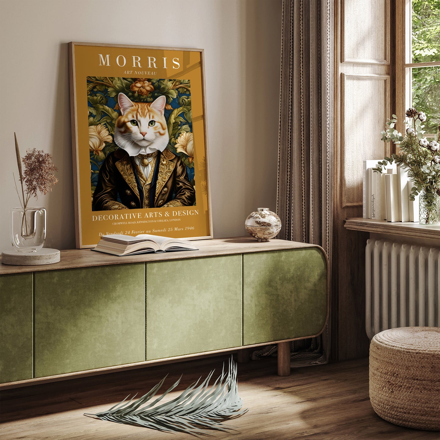 Victorian Elegant Cat Amber Poster