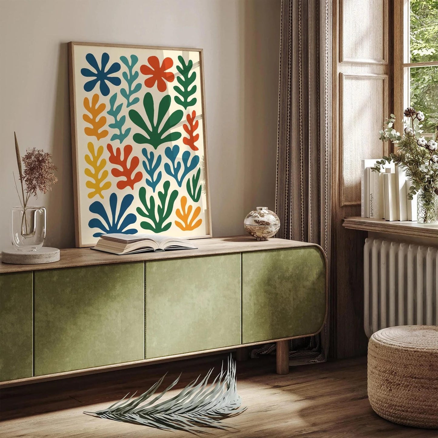 Retro Cut Outs Colorful Leaves Print