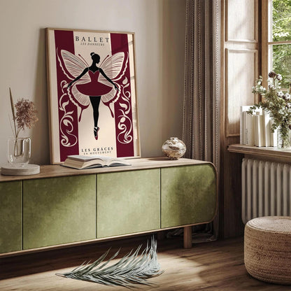Ballet Les Danseurs Burgundy Poster