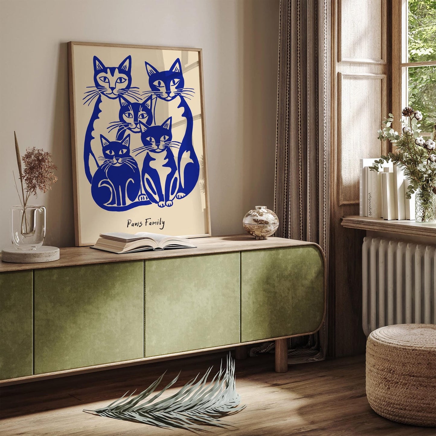 Paws Family Cats Blue Poster