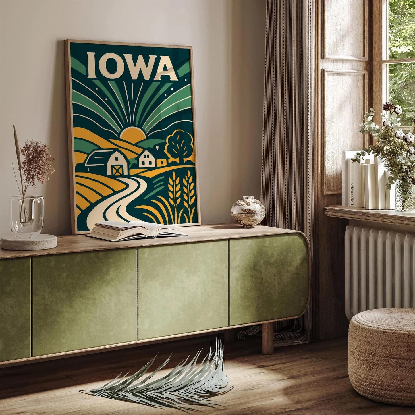 Iowa Travel Poster - Retro Scenic Wall Art