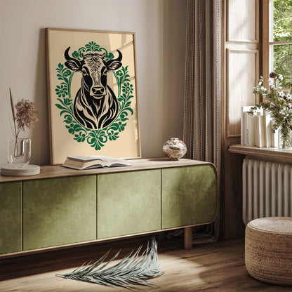 Victorian Cow Portrait Print - Elegant Kitchen Wall Art