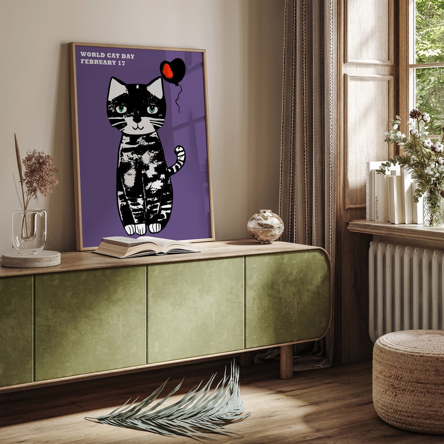 Cute World Cat Day Artistic Poster