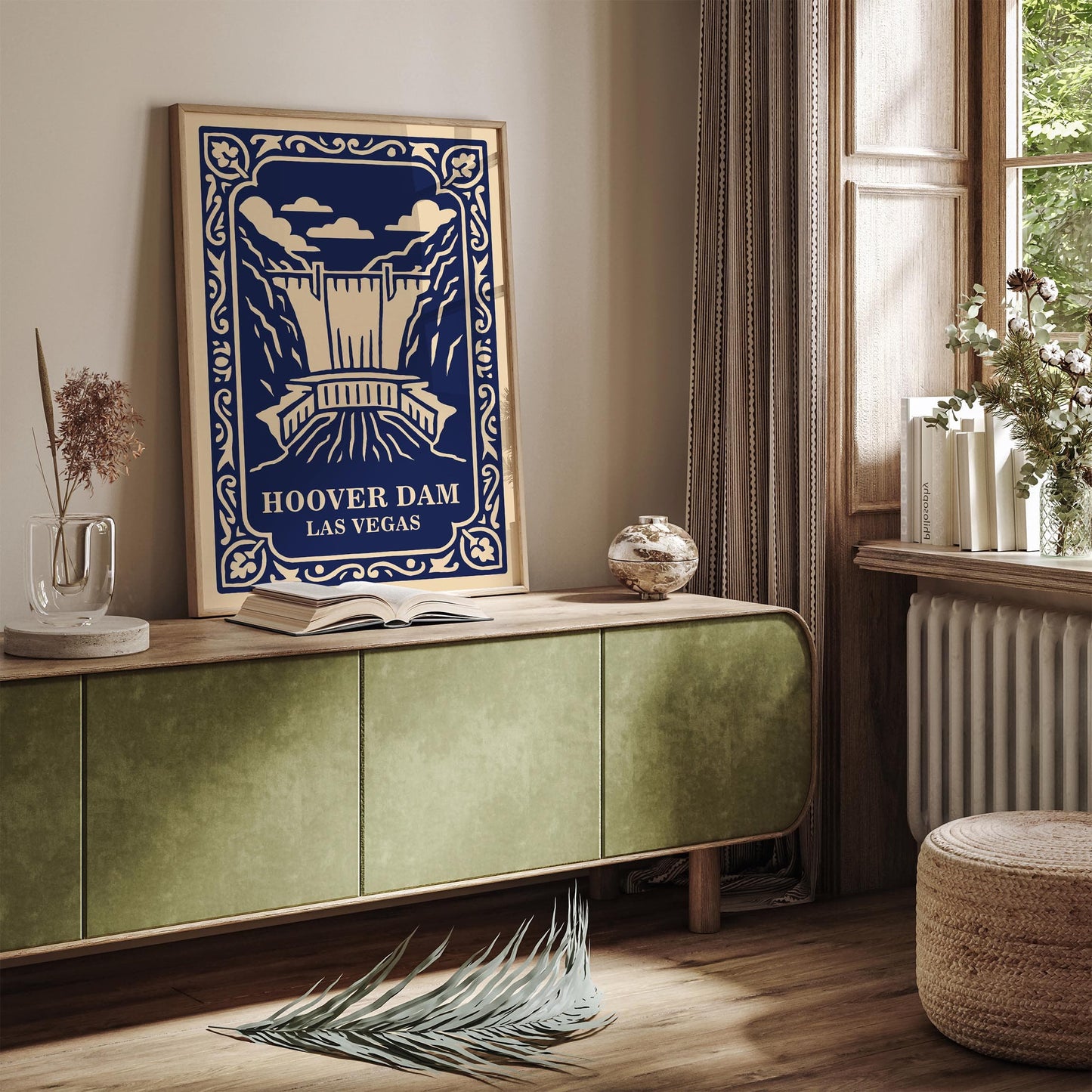 Hoover Dam Poster - Las Vegas Navy Blue Travel Art