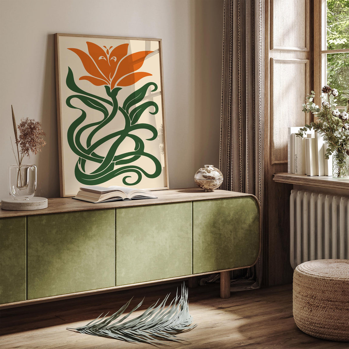 Orange Lily Flower Art Poster