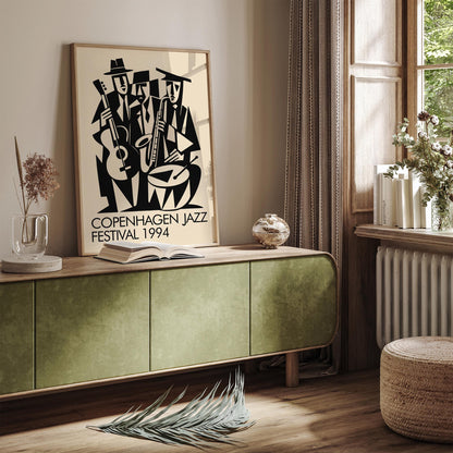 Copenhagen Jazz Festival Poster - Retro Cubist Wall Art Print