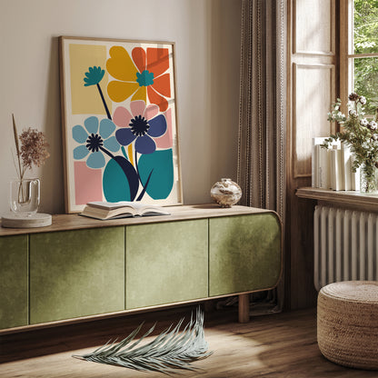 Colorful Cut Outs Flowers Poster