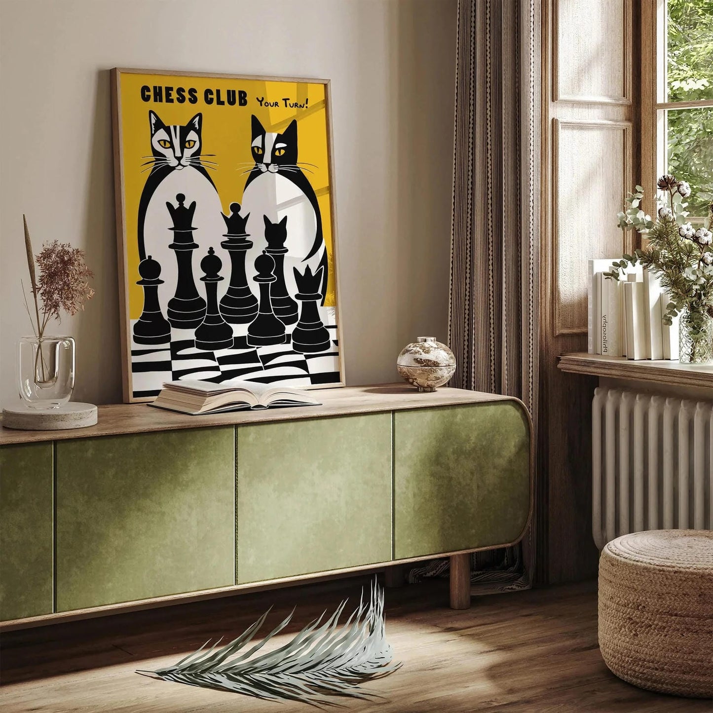 Chess Club Poster - Funny Cats Game Print