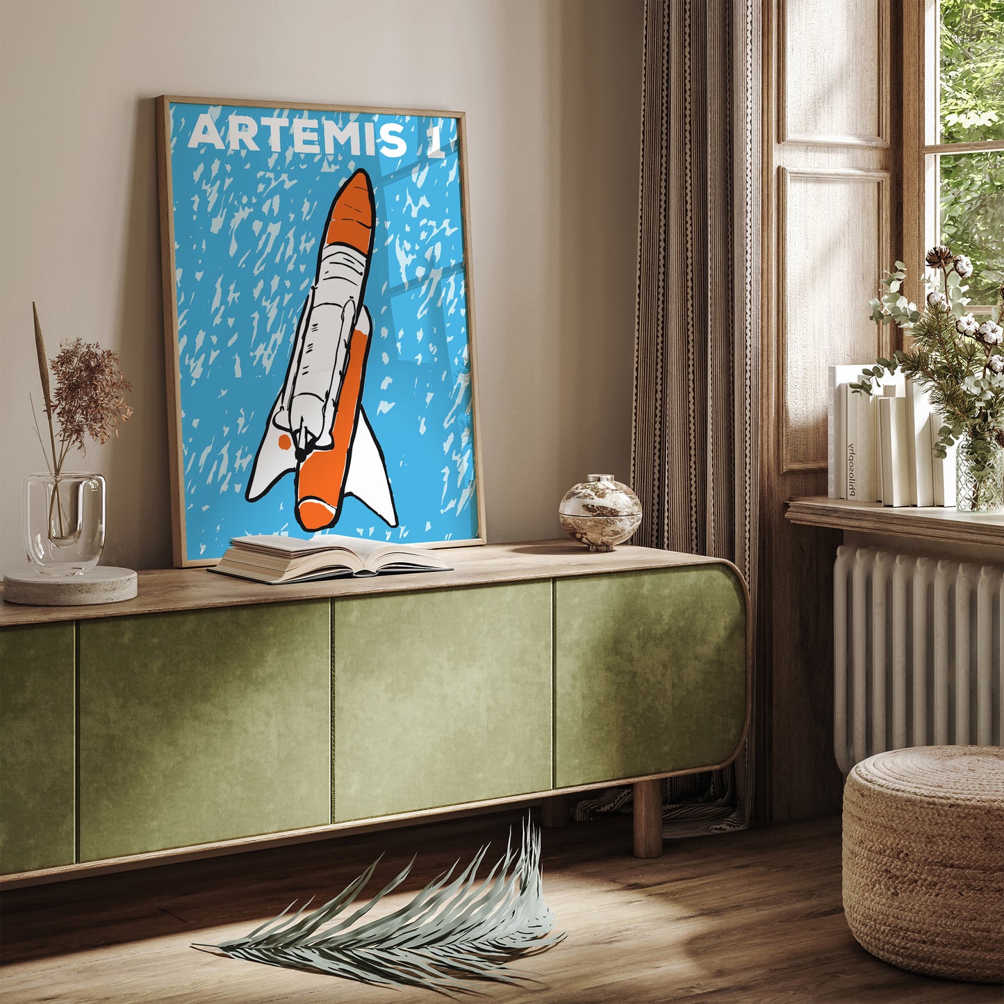 Artemis 1 Blue Art Print - Kids Room Decor