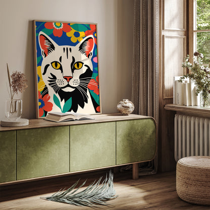 Colorful Cat in the Garden Wall Art