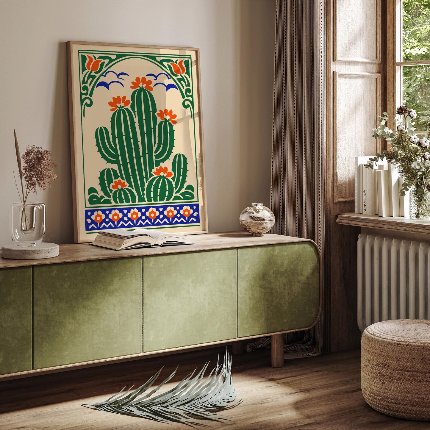 Folk Cacti Plant Wall Art Print
