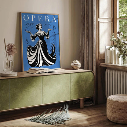 Opera Singer Poster – Blue Music Wall Art