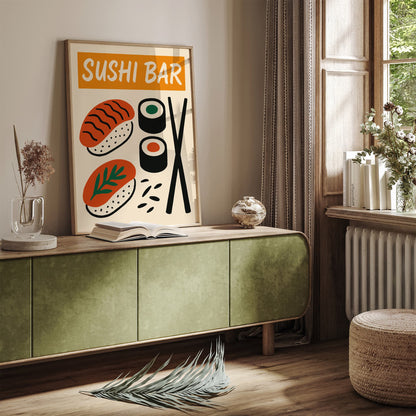 Sushi Bar Minimalist Art Print for Kitchen Decor