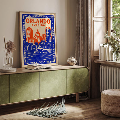 Orlando Florida Eclectic Cityscape Poster