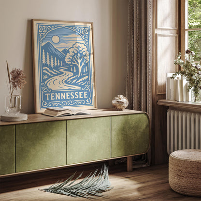 Tennessee Travel Poster - Icy Blue Landscape Print
