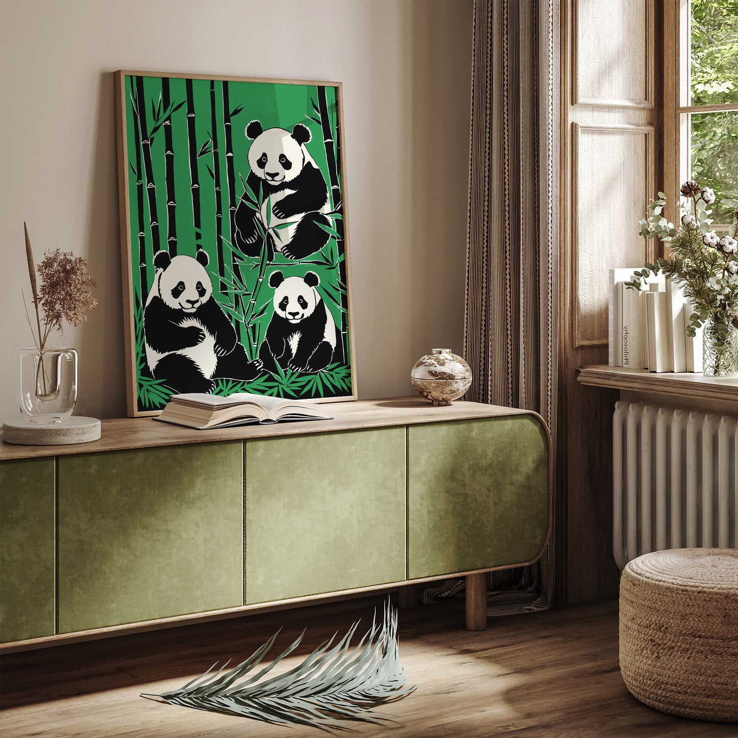 Panda Bears in Bamboo Forest Art Print