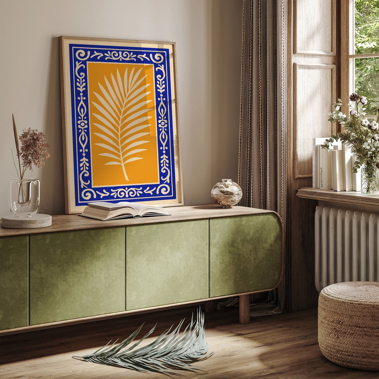 Palm Leaf Botanical Wall Art Print - Tropical Home Decor Poster