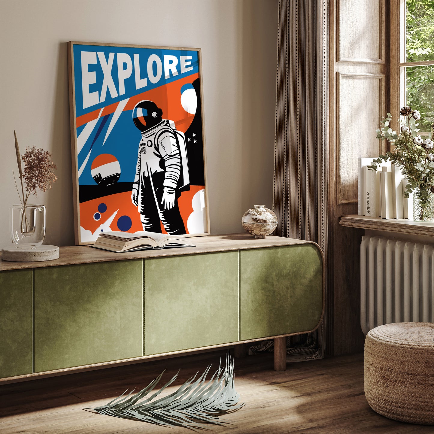 EXPLORE - Astronaut Retro Poster