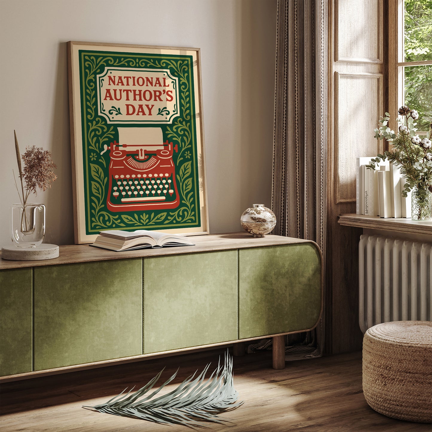 National Authors Day Poster - Literary Art Print in Vintage Rococo Style