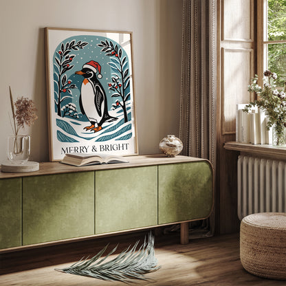 Cute Christmas Penguin Poster