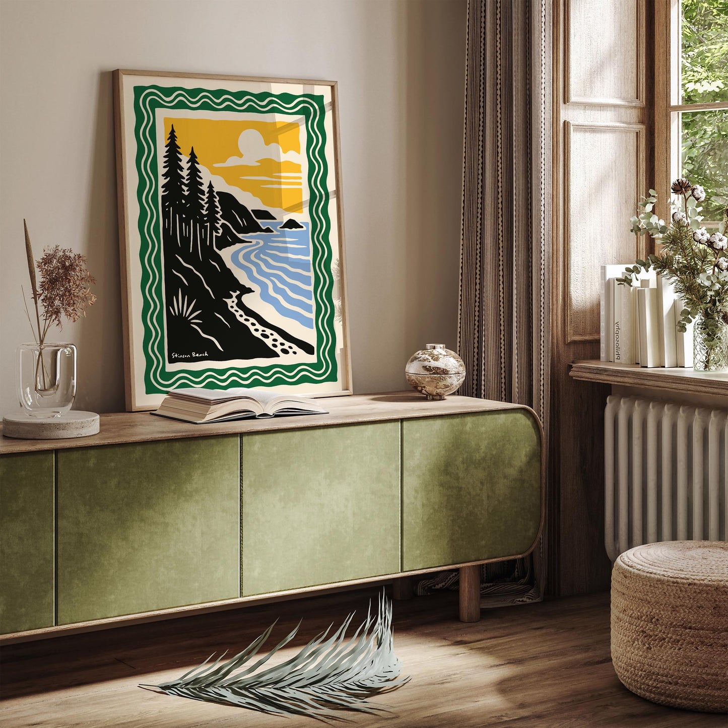 Stinson Beach, California Poster - Retro Landscape Wall Art