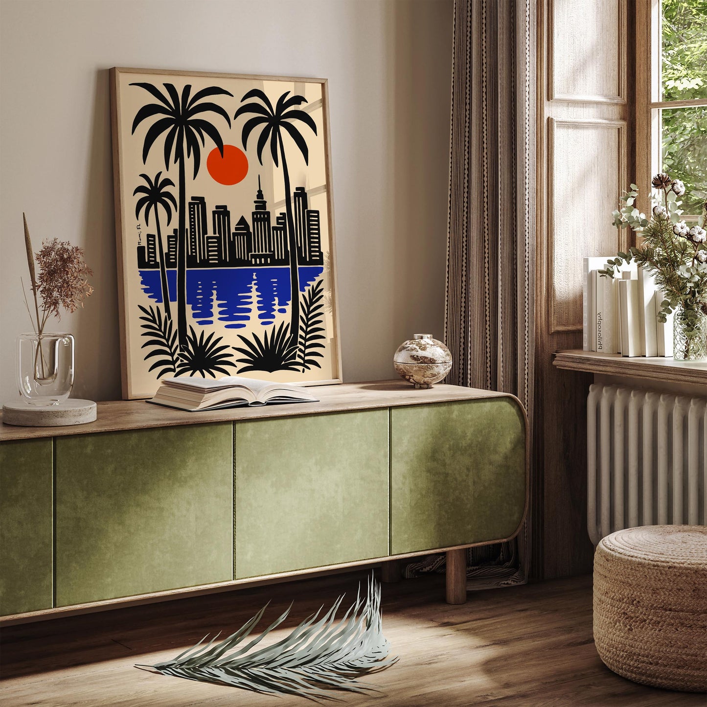 Miami Florida Poster - Cityscape Wall Art - Retro Travel Print