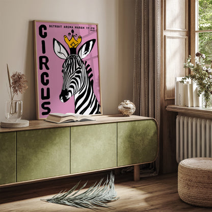 1993 Detroit Arena Circus Retro Zebra Poster